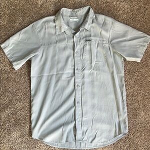 Columbia Gray Blue Casual Button Down Shirt Lightweight Fabric